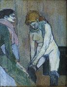  Henri  Toulouse-Lautrec Woman Pulling Up Her Stocking oil painting on canvas